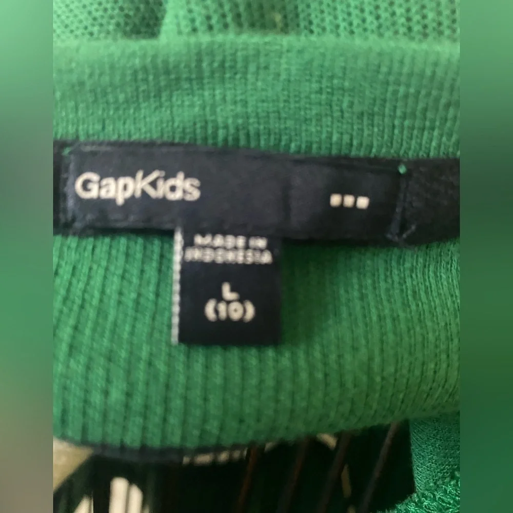 Gap kids navy, green, and white striped shirt